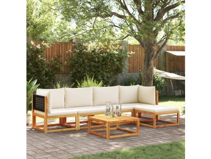 6dílná zahradní sedací souprava s polštáři, akácie a ratan 3278873