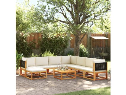 9dílná zahradní sedací souprava s polštáři, akácie a ratan 3278884