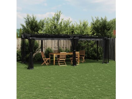 Altán se síťovanými stěnami antracitový 6 x 3 m ocel 4003915