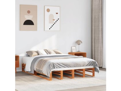 Postel bez matrace voskově hnědá 120 x 200 cm masivní borovice 850841