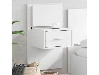 Nástěnný noční stolek s LED osvětlením bílý 848157