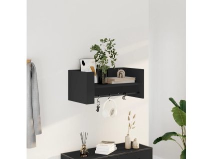 Nástěnná police černá 70,5 x 35 x 30,5 cm kompozitní dřevo 848452
