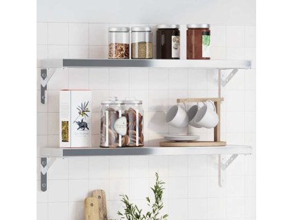 Policové držáky 4 ks 20 x 2,5 x 14 cm stříbrné nerezová ocel 30297