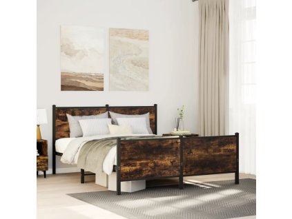 Kovový rám postele bez matrace kouřový dub 140 x 190 cm 3301351