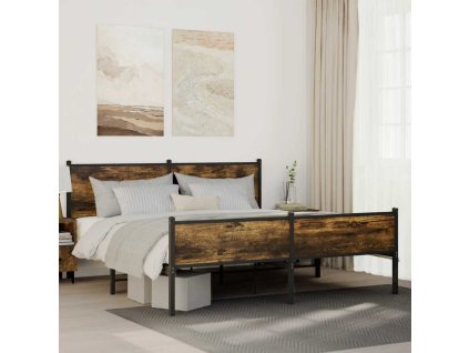 Kovový rám postele bez matrace kouřový dub 180 x 200 cm 3301387