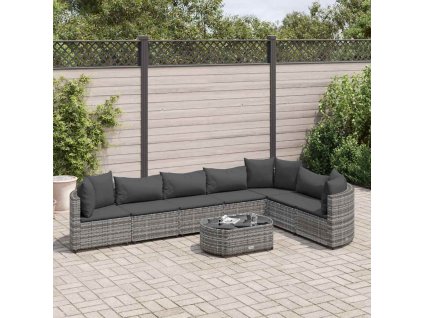 8dílná zahradní sedací souprava s poduškami šedá polyratan 3308386