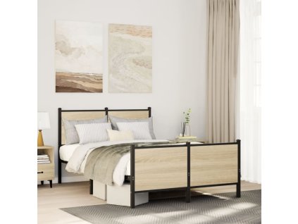 Kovový rám postele bez matrace dub sonoma 120 x 200 cm 4007732