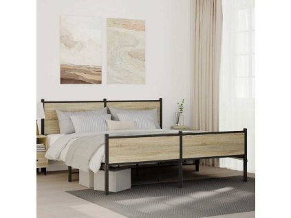 Kovový rám postele bez matrace dub sonoma 180 x 200 cm 3301401
