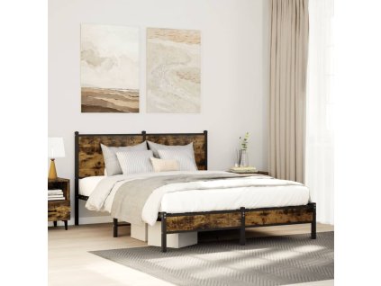 Kovový rám postele bez matrace kouřový dub 140 x 200 cm 4007815