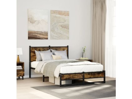 Kovový rám postele bez matrace kouřový dub 120 x 190 cm 4007829