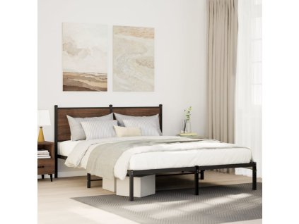 Kovový rám postele bez matrace kouřový dub 140 x 200 cm 4007668