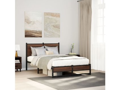 Kovový rám postele bez matrace hnědý dub 120 x 200 cm 4007938