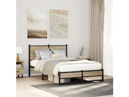 Kovový rám postele bez matrace dub sonoma 120 x 190 cm 4007883