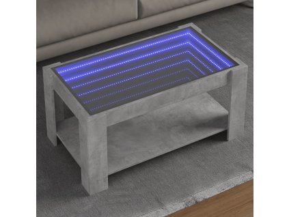 Konferenční stolek s LED betonově šedý 93 x 53 x 45 cm kompozit 847556