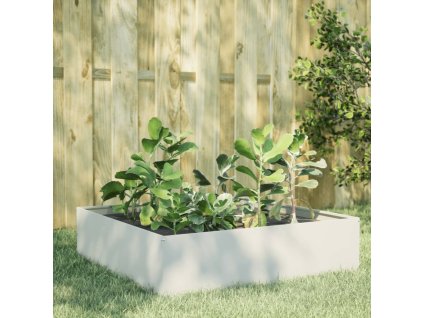 Zahradní vyvýšený záhon bílý 100 x 100 x 25 cm ocel 851032
