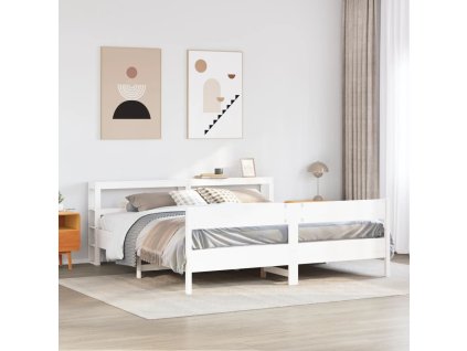 Postel bez matrace bílá 200 x 200 cm masivní borovice 3306175