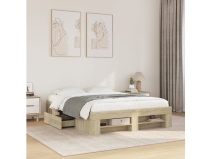 Rám postele bez matrace dub sonoma 140x190 cm kompozitní dřevo 3295501