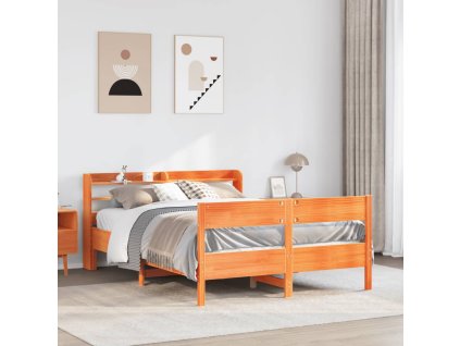 Postel bez matrace voskově hnědá 160 x 200 cm masivní borovice 3306923
