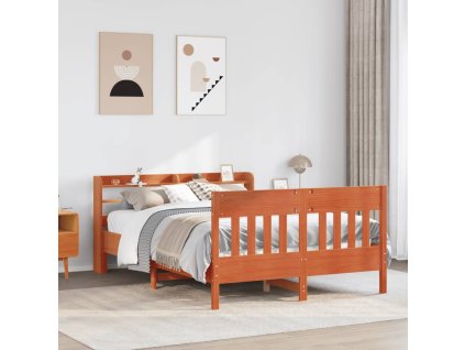 Postel bez matrace voskově hnědá 160 x 200 cm masivní borovice 3307001