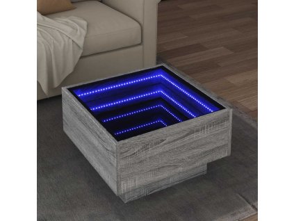 Konferenční stolek s LED šedý sonoma 50 x 50 x 30 cm kompozit 847509