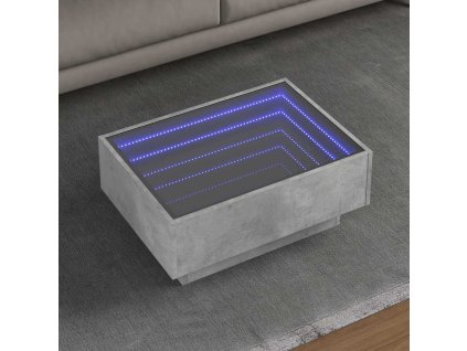 Konferenční stolek s LED betonově šedý 70 x 50 x 30 cm kompozit 847514