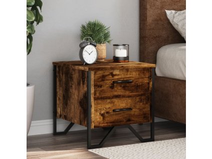 Noční stolek kouřový dub 40 x 41 x 40 cm kompozitní dřevo 848508