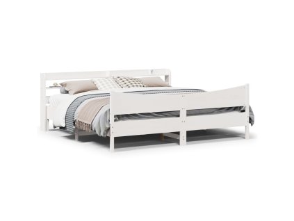 Rám postele s čelem bílý 180 x 200 cm masivní borovice 3307036