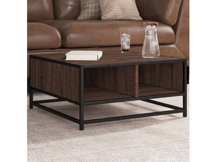 Konferenční stolek hnědý dub 60,5 x 60,5 x 30 cm kompozit a kov 848768