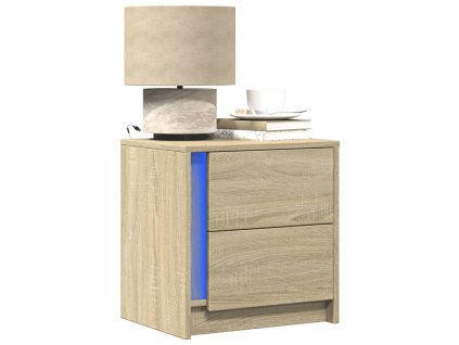 Noční stolky s LED osvětlením 2 ks dub sonoma kompozitní dřevo 852052