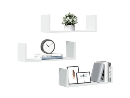 Nástěnné police 3 ks bílé 58 x 18 x 18 cm kompozitní dřevo 853281