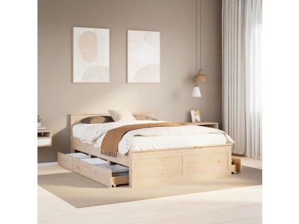 Postel bez matrace s čelem 140 x 200 cm masivní borovice 3308765