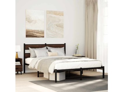 Postel bez matrace s čelem hnědý dub 140 x 200 cm 4017152