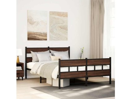 Kovový rám postele bez matrace hnědý dub 160 x 200 cm 3308477