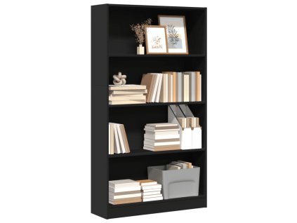Knihovna černá 80 x 24 x 143 cm kompozitní dřevo 857845