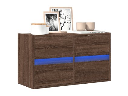 Nástěnná TV skříňka s LED osvětlením hnědý dub 80 x 31 x 45 cm 852291