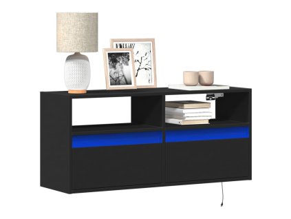 Nástěnná TV skříňka s LED osvětlením černá 100 x 31 x 45 cm 852335