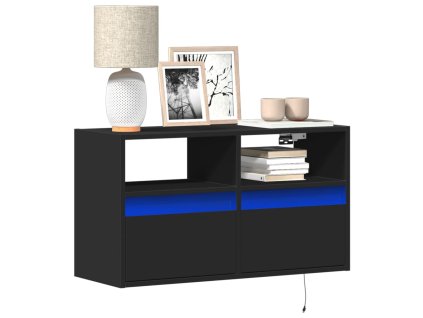 Nástěnná TV skříňka s LED osvětlením černá 80 x 31 x 45 cm 852328