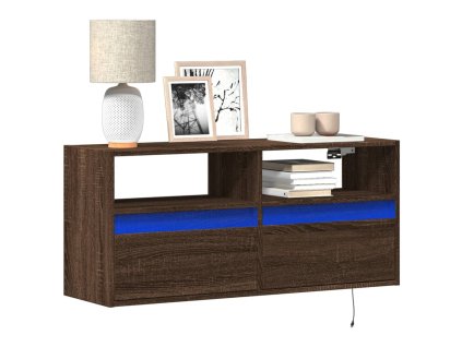 Nástěnná TV skříňka s LED osvětlením hnědý dub 100 x 31 x 45 cm 852340