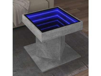Konferenční stolek s LED betonově šedý 50 x 50 x 45 cm kompozit 847563