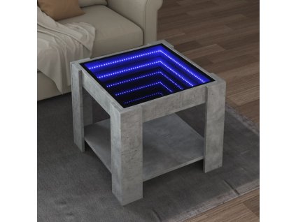 Konferenční stolek s LED betonově šedý 53 x 53 x 45 cm kompozit 847542