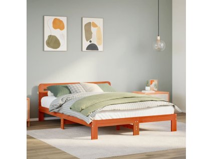 Postel bez matrace voskově hnědá 140 x 200 cm masivní borovice 855551