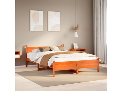 Postel bez matrace voskově hnědá 135 x 190 cm masivní borovice 855608