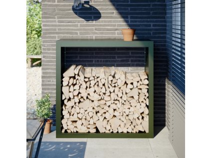 Stojan na palivové dřevo zelený 100 x 40 x 100 cm ocel 850971