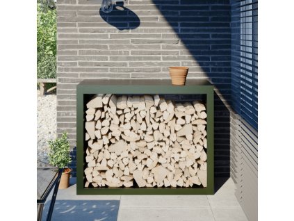Stojan na palivové dřevo zelený 100 x 40 x 80 cm ocel 850978