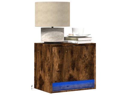 Nástěnné noční stolky s LED osvětlením 2 ks kouřový dub 852084