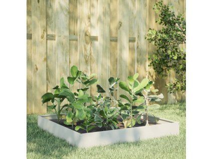 Zahradní vyvýšený záhon bílý 100 x 100 x 26 cm ocel 851018