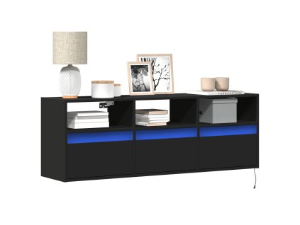 Nástěnná TV skříňka s LED osvětlením černá 130 x 31 x 45 cm 852342
