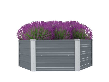 Vyvýšený zahradní záhon 129x129x46 cm pozinkovaná ocel šedá 42405