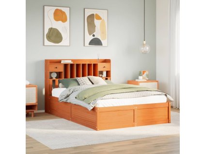 Postel bez matrace voskově hnědá 160 x 200 cm masivní borovice 3323490
