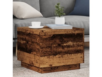 Konferenční stolek s LED osvětlením old wood 50 x 50 x 40 cm 857720